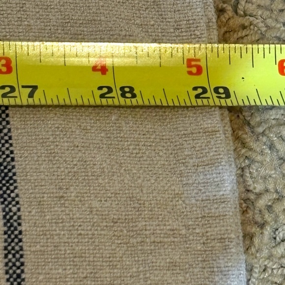 Park Hill Collection 100% Linen Farmhouse Tablecloth 48 X 57 Beige Black Stripe - Picture 13 of 14